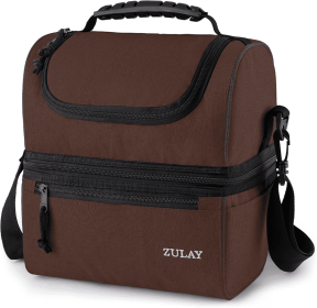 Insulated 2-Compartment Lunch Box Bag With Strap