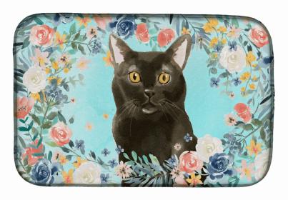 cat breed/Flowers art Dish Drying Mat (Color: Bombay, size: 14 x 21)