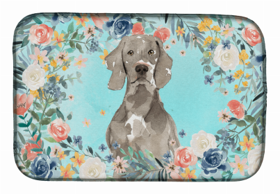 Tonkinese Spring Flowers Dish Drying Mat (Color: Weimaraner, size: 14 x 21)