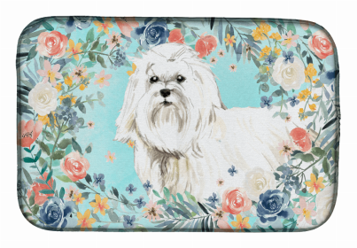 Tonkinese Spring Flowers Dish Drying Mat (Color: Maltese, size: 14 x 21)