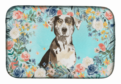 Dog Spreed art Dish Drying Mat (Color: Catahoula Leopard Dog, size: 14 x 21)