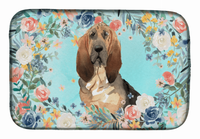 Dog Spreed art Dish Drying Mat (Color: Bloodhound, size: 14 x 21)