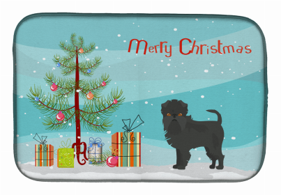 Dog Breed/Merry Christmas art Dish Drying Mat (Color: Affenpinscher, size: 14 x 21)