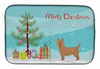 Dog Breed/Merry Christmas art Dish Drying Mat (Color: Airedale Terrier, size: 14 x 21)
