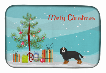 Dog Breed/Merry Christmas art Dish Drying Mat (Color: Cavalier King Charles Spaniel Tricolor, size: 14 x 21)
