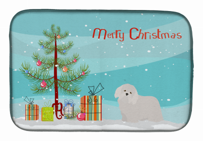 Dog Breed/Merry Christmas art Dish Drying Mat (Color: Coton de Tulear, size: 14 x 21)