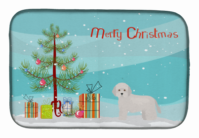 Dog Breed/Merry Christmas art Dish Drying Mat (Color: Cyprus Poodle, size: 14 x 21)