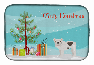 Dog Breed/Merry Christmas art Dish Drying Mat (Color: Bulldog, English Bulldog, size: 14 x 21)