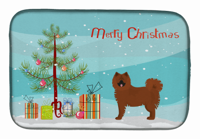 Dog Breed/Merry Christmas art Dish Drying Mat (Color: Eurasier or Eurasian dog, size: 14 x 21)