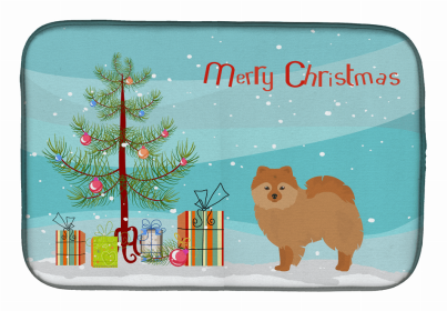 Dog Breed/Merry Christmas art Dish Drying Mat (Color: German Spitz, size: 14 x 21)