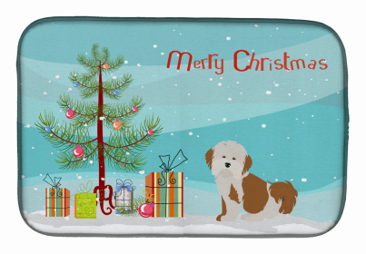 Dog Breed/Merry Christmas art Dish Drying Mat (Color: Havanese, size: 14 x 21)