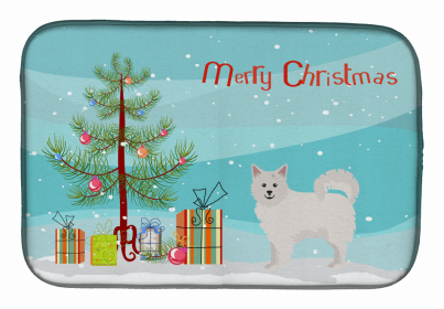 Dog Breed/Merry Christmas art Dish Drying Mat (Color: Italian Spitz, size: 14 x 21)