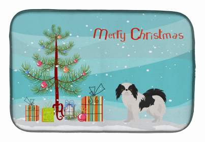 Dog Breed/Merry Christmas art Dish Drying Mat (Color: Japanese Chin, size: 14 x 21)