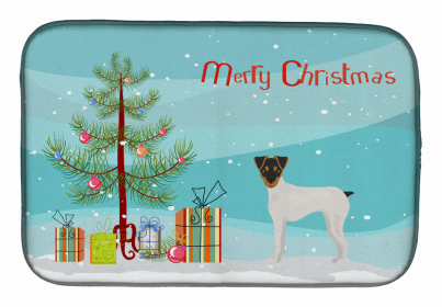 Dog Breed/Merry Christmas art Dish Drying Mat (Color: Japanese Terrier, size: 14 x 21)