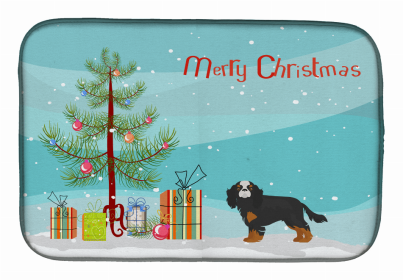 Dog Breed/Merry Christmas art Dish Drying Mat (Color: Cavalier King Charles Spaniel, size: 14 x 21)