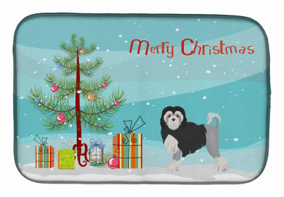 Dog Breed/Merry Christmas art Dish Drying Mat (Color: Lwchen or Little Lion Dog, size: 14 x 21)