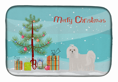 Dog Breed/Merry Christmas art Dish Drying Mat (Color: Maltese, size: 14 x 21)