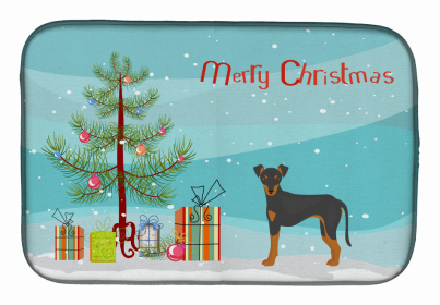 Dog Breed/Merry Christmas art Dish Drying Mat (Color: Manchester Terrier, size: 14 x 21)