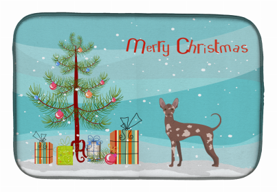 Dog Breed/Merry Christmas art Dish Drying Mat (Color: Mexican Hairless Dog, size: 14 x 21)