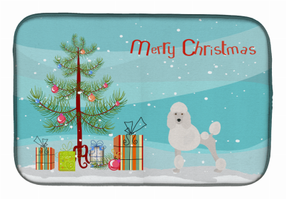 Dog Breed/Merry Christmas art Dish Drying Mat (Color: Miniature Poodle, size: 14 x 21)