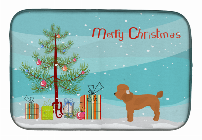 Dog Breed/Merry Christmas art Dish Drying Mat (Color: Toy Poodle, size: 14 x 21)