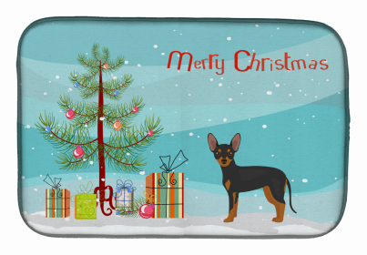 Dog Breed/Merry Christmas art Dish Drying Mat (Color: Prague Ratter, size: 14 x 21)