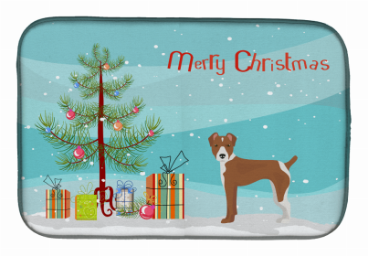 Dog Breed/Merry Christmas art Dish Drying Mat (Color: Rat Terrier, size: 14 x 21)