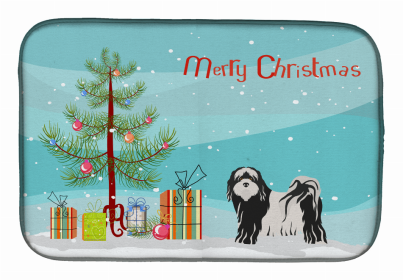 Dog Breed/Merry Christmas art Dish Drying Mat (Color: Tibetan Terrier, size: 14 x 21)