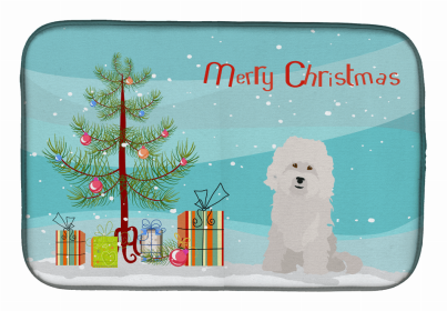 Dog Breed/Merry Christmas art Dish Drying Mat (Color: Bolognese, size: 14 x 21)