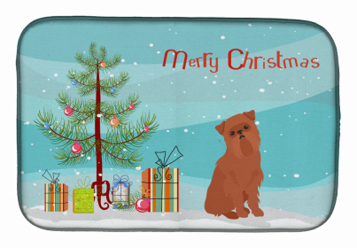 Dog Breed/Merry Christmas art Dish Drying Mat (Color: Brussels Griffon, size: 14 x 21)