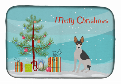 Dog Breed/Merry Christmas art Dish Drying Mat (Color: Miniature Fox Terrier #2, size: 14 x 21)