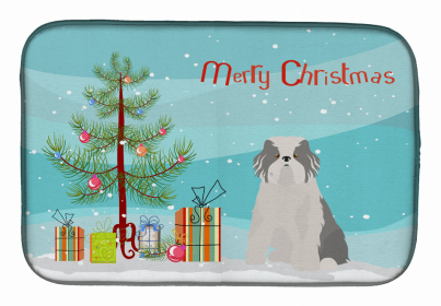 Dog Breed/Merry Christmas art Dish Drying Mat (Color: Odis Odessa Domestic Ideal Dog, size: 14 x 21)
