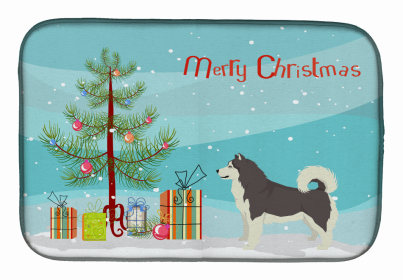 Dog Breed/Merry Christmas art Dish Drying Mat (Color: Alaskan Malamute, size: 14 x 21)
