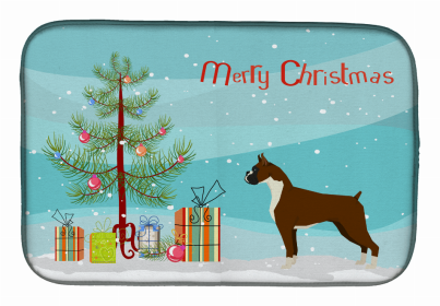 Dog Breed/Merry Christmas art Dish Drying Mat (Color: Boxer, size: 14 x 21)