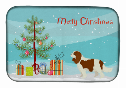 Dog Breed/Merry Christmas art Dish Drying Mat (Color: Cavalier King Charles Spaniel 1, size: 14 x 21)