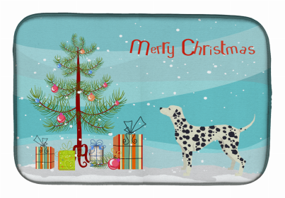 Dog Breed/Merry Christmas art Dish Drying Mat (Color: Dalmatian, size: 14 x 21)
