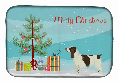 Dog Breed/Merry Christmas art Dish Drying Mat (Color: English Springer Spaniel, size: 14 x 21)