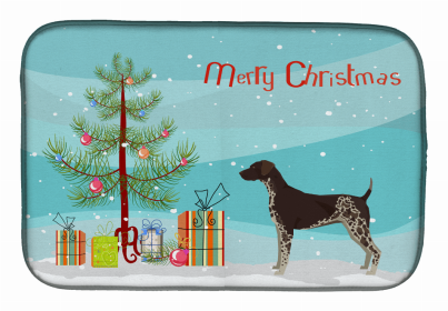 Dog Breed/Merry Christmas art Dish Drying Mat (Color: German Shorthaired Pointer, size: 14 x 21)