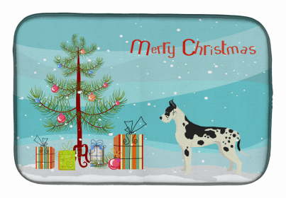 Dog Breed/Merry Christmas art Dish Drying Mat (Color: Great Dane, size: 14 x 21)