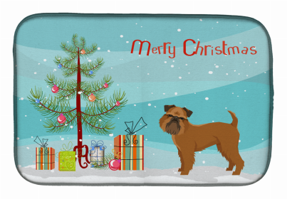 Dog Breed/Merry Christmas art Dish Drying Mat (Color: Brussels Griffon 1, size: 14 x 21)