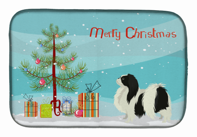 Dog Breed/Merry Christmas art Dish Drying Mat (Color: Japanese Chin 1, size: 14 x 21)