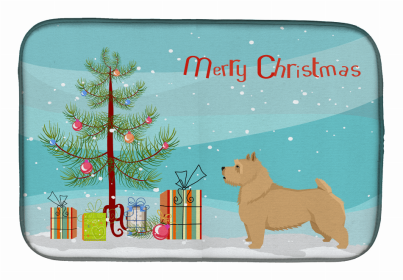 Dog Breed/Merry Christmas art Dish Drying Mat (Color: Norwich Terrier, size: 14 x 21)