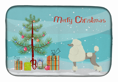 Dog Breed/Merry Christmas art Dish Drying Mat (Color: Poodle, size: 14 x 21)