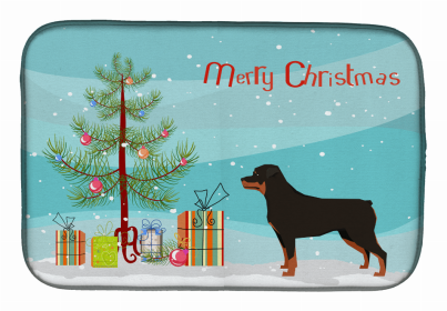Dog Breed/Merry Christmas art Dish Drying Mat (Color: Rottweiler, size: 14 x 21)