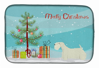 Dog Breed/Merry Christmas art Dish Drying Mat (Color: Sealyham Terrier, size: 14 x 21)