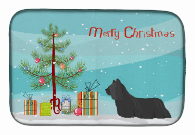 Dog Breed/Merry Christmas art Dish Drying Mat (Color: Skye Terrier, size: 14 x 21)