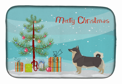 Dog Breed/Merry Christmas art Dish Drying Mat (Color: Swedish Vallhund, size: 14 x 21)
