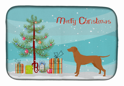 Dog Breed/Merry Christmas art Dish Drying Mat (Color: Vizsla, size: 14 x 21)