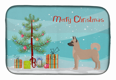 Dog Breed/Merry Christmas art Dish Drying Mat (Color: Akita Shepherd, size: 14 x 21)