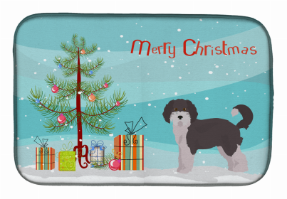 Dog Breed/Merry Christmas art Dish Drying Mat (Color: Aussiedoodle #1, size: 14 x 21)